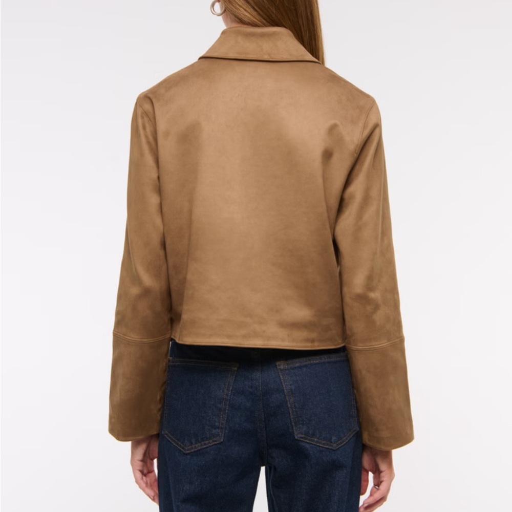 NWT! Abercrombie & Fitch Vegan Faux Suede Short Fully Lined Jacket - Picture 9 of 10